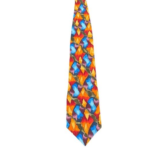 Jerry Garcia Orange Multicolored Abstract Mens Neck Tie Classic Width - Picture 2 of 7